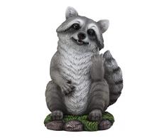 Ebros Bad Bandit Große Stehende freche Waschbär Flipping Off The Middle Finger Statue 31,8 cm hoch skurrile Wildtier-Taxonomie von Waschbären und Nagetieren Dekorative Figur Haus und Garten Deko Skulptur