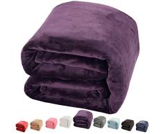 Shilucheng Luxus Fleece Kuscheldecke Super Soft und warm Fuzzy Plüsch leicht Schlafcouch Decken King/Queen/Twin/Überwurf/Reisegröße Queen(90-Inch-by-90-Inch) Violett (New Purple)