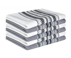 GLAMBURG Premium Cotton Küchengeschirrtücher 6er Pack 16x26 Geschirrtücher, Handtücher, Geschirrtücher und Reinigungstücher, Küchentücher mit Aufhängeöse - Anthrazit