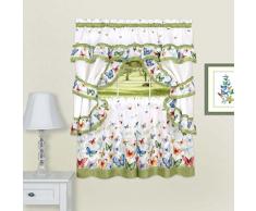 Achim Home Furnishings Vorhänge mit Schmetterlingen, Bedruckt, Landhausstil, grün, 57 x 24
