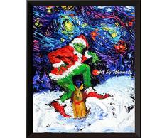Uhomate The Grinch Weihnachts-Ornamente Poster Vincent Van Gogh Sternennacht Poster Home Canvas Wall Art Print Baby Geschenk Kinderzimmer Decor Wohnzimmer Wand Decor A072, 8x10 Inch