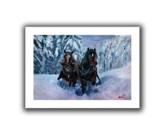 Artwall Kunstdruck auf Leinwand Martina und Markus BLEICHNER Winter Schlitten Brillanz Flache Canvas Artwork, 16 von 22