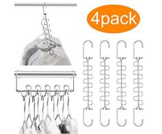Meetu Kleiderschrank-Organizer 24,1 cm Stoff Kleiderbügel magisch platzsparend Kleiderbügel für Kleiderschrank Kleiderschrank Schrank Organisation Schrank System 4 Pack Chrome