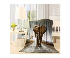 SIGOUYI Flanell Fleece Luxus-Decken Wendedecke Leicht Cozy Plüsch Mikrofaser ganzjährig Decke für Bett/Couch, Highway Elefant Modern 50(L) x80(W) Elephant Highway