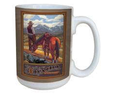 TreeFree Greetings 79370 Idaho Cowboy von Paul A. lanquist Keramik Becher mit Henkel/, 15-Ounce, farbenreiche