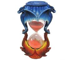 Nemesis Now Ice Flame and Fire Dragon Sand Timer Ornament Dekofigur mit Sanduhr aus Eisflamme und Frost und Feuerdrache, Polyresin, rot/blau, Einheitsgröße