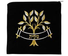 Majestic Giftware Geschenktasche Tallis Samt Stickerei Baum Design-Parent 14.5 x 14 Blau/Gold/Silber