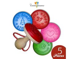 Cooks Schublade, 5-teilig, Ausstechform Stempel-Set inklusive Kochbuchständer 350 Keks-Rezepte