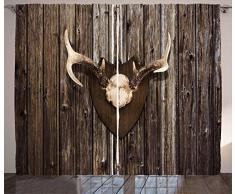 Antler Decor Vorhänge von ambesonne, rustikale Cottage Kabine Wand mit Geweih Jagd Lodge Country House Trophy, Wohnzimmer Schlafzimmer Fenster Drapes 2 Panel-Set, braun, Textil, Multi 1, 108 W By 108 L