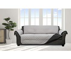 Quick Fit Jameson Sofabezug, wendbar, wasserdicht, Mikrofaser, elastischer Schnalle, Schwarz/Silber, Loveseat Cover