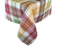 Lintex Tischdecke aus 100 % Baumwolle, Motiv Gewürzernte Plaid Herbst und Thanksgiving, rustikales Karomuster für Küche, Esszimmer, pflegeleichte Tischdecken, Servietten, Platzsets und Tischläufer Country Rustic 70 Round mehrfarbig