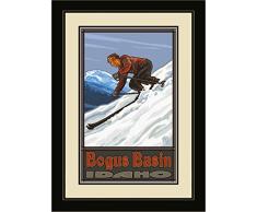 Northwest Art Mall pal-0252 mfgdm DSM Falsch Waschbecken Idaho Downhill Skifahrer Man Gerahmtes Wandbild Art von Künstler Paul A. lanquist, 13 von 40,6 cm