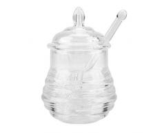 Eastbuy Honigglas – 245 ml transparente Honigdose in Bienenenform mit Tropfstab zum Aufbewahren und Dosieren von Honig