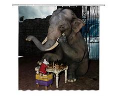 AMNYSF Winter Ski Einhorn Anker Blumen Ocean Beach Decor Duschvorhang, 177,8 x 177,8 cm, Polyester Stoff Badezimmer Vorhänge mit Haken 70x70 Inch grau/blau