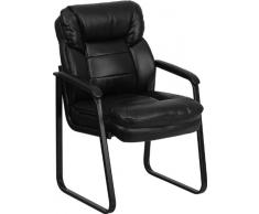 Flash Furniture GO-1156-BK-LEA-GG Chef-Stuhl mit Schlitten aus schwarzem Leder