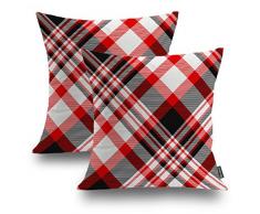 Shrahala Set von 2 Watercolor Fashion Series Bunte schwarze dekorative Überwurf-Kissenbezüge für Sofa Schlafzimmer Auto Überwurf Kissenbezug 45 cm x 45 cm Antik Square 18 inches Plaid Abstract Geometric Patchwork 1