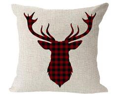 Europäische Retro Animal Moose Creek Inn und Bad Shop Elk Ridge Lodge Baumwolle Leinen Quadratisch Überwurf Taille Kissen Fall Dekorative Kissenhülle Kissenbezug Sofa 45,7 x 45,7 cm 18x18 B