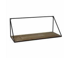 Benjara Parallelogramm Shape Metallrahmen Holzregal, groß, Braun/Schwarz