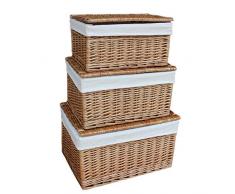 3er Set Gefütterter Aufbewahrungskorb aus leicht gedämpfter Baumwolle