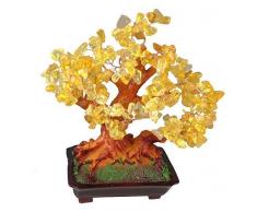 Feng Shui Glücksbaum 25 cm Geldbaum Bonsai Pfennigbaum Handarbeit Stein Gold