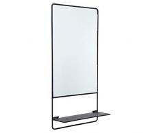 Truu Design Rechteckiger Spiegel mit Faltbarer Ablage, 59,7 x 30,5 cm, Schwarz