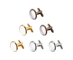 PandaHall PH Manschettenknöpfe, 3 Farben, Messing, mit Kuppel, Klarglasabdeckung, Cabochons, blanko, für Bilder-Manschettenknöpfe, Tablett 16 mm, 24 Sets