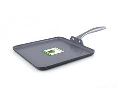 GreenPan Lima CW000190-002 Grillplatte aus Keramik, antihaftbeschichtet, quadratisch, 27,9 cm, Grau