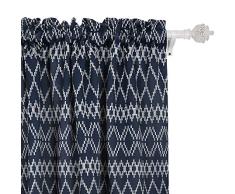 Deconovo Geometrische Spalier Paneele Bedruckt Verdunklung Stange Tasche Verdunkelungsvorhänge für Wohnzimmer 42 x 95, Marineblau