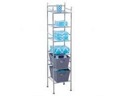 Honey-Can-Do bth-05281 Eckregal Metall Badezimmer Regal Space Saver, 61 x 28 x 172 cm Chrom, Stahl, Chrome, 12.6 x 11.02 x 59.84