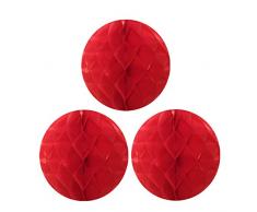 Wrapables Tissue Honeycomb Ball Party Dekorationen für Hochzeiten, Geburtstagsfeiern, Baby Duschen und Kinderzimmer Decor (Set von 3), 25,4 cm rot