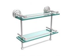 Allied Messing qn-2tb/16-gal-sch 40,6 cm Galerie Doppel Glas Regal mit Handtuchhalter Bar, Satin Chrom