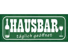 Schatzmix Spruch Alkohol Hausbar täglich geöffnet Metallschild 27x10 cm Wanddeko tin Sign Blechschild, Blech, Mehrfarbig