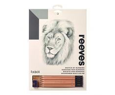 Reeves PPSKM7 Malen nach Zahlen Skizzieren - Motiv: Löwe - 6 Stifte, 1 Spitzer - 22 x 30cm