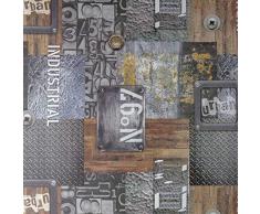 Klebefolie Industrial-Optik Garage, Folie mit Muster, Dekofolie, Möbelfolie, Tapeten, selbstklebende Folie, PVC, ohne Phthalate, grau, Stärke: 0,35 mm, Venilia 54886