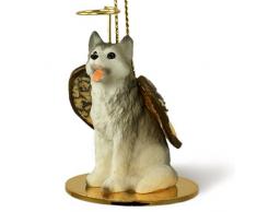 Siberian Husky grau & weiß Angel Hund Ornament Figur