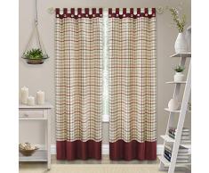 Achim Home Furnishings Tattersall Fenstervorhang mit Knopfleiste, 132 x 213,4 cm, Burgunderrot