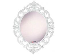 Andalus Klein Weiß Oval Vintage Wandspiegel, Verzierter Rahmen, 29,2 x 38,1 cm Zoll, inkl. Bilder-Aufhänge-Set, Leicht und Einfach zu installieren