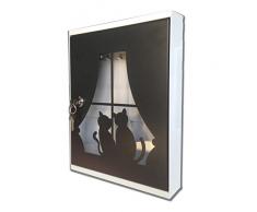 Alubox meiner Pinnwand mit 16 Haken für Schlüssel, Stahl, Grau/Weiß, 5 x 24.5 x 31.5 cm