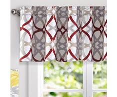DriftAway Alexander Spiral Geo Spalier Muster Fenster Vorhang Volant Stange Tasche Modern 52x18 rot/grau