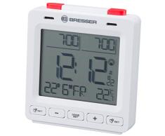 Bresser Funkwecker Mytime Easy II mit Zwei einstellbaren Weckzeiten mit Schlummerfunktion, Datums- und Wochentagsanzeige und Innenraumthermometer, weiß