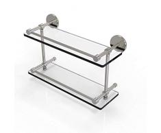 Allied Messing P1000–2/16-gal-sn 40,6 cm ESG doppelten Glas Regal mit Galerie-Schiene, Satin Nickel