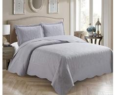 Luxury Home Collection Übergroße Tagesdecke, geprägt, massiv King/California King grau