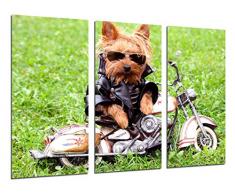 Wandbild - Hund mit Motorrad, Kinder, 97 x 62 cm, Holzdruck - XXL Format - Kunstdruck, ref.26267