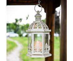 Ninganju Deko Kerze Laterne Weiß Tempel Hängelaterne Kreative Hochzeit Zuhause Tischdeko Vogelkäfig Laterne Antik M: (L*W*H) 7.3 x 6.3 x 14 inches weiß