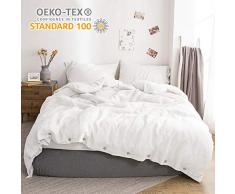 Einfache & Opulence Coconut Tasten Betten Set Bettwäsche Bettbezug Set, Leinen, weiß, Queen