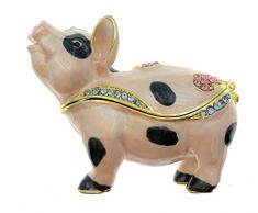 Kubla Crafts Schmuckkästchen Schwein emailliert, 7 cm lang