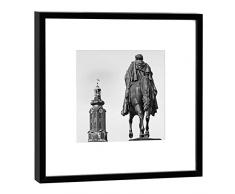 COGNOSCO Fotografie im Holzrahmen: Reiterstandbild Karl August Fotodruck-Format 27 x 27 cm-Rahmenfarbe schwarz-Hochwertiges Wandbild, Geschenkidee oder Souvenir aus Weimar, Holz, Weiß, Rahmen