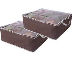 Amelitory Unterbettkommode Tasche Betten Behälter Reißverschluss Tröster Organizer Große Kapazität aus Stoff Coffee(2 Pack)