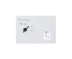 Relaxdays Glas-Magnetboard 60 x 40 cm, beschreibbar, Memboard, 3 Magneten, Sicherheitsglas, Magnettafel, weiß