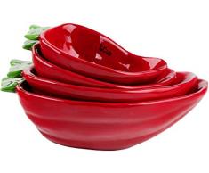 Home Essentials Messbecher, Pfefferform, Keramik, Größe S/4, Rot